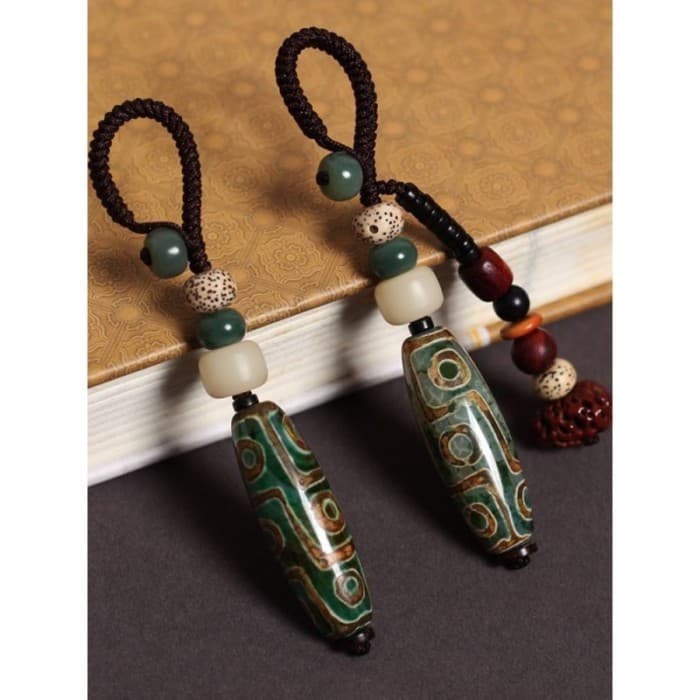 Nove olhos Dzi contas Bodhi chave pingente carro chaveiro artesanal criativo pingente corrente masculino feminino estilo
