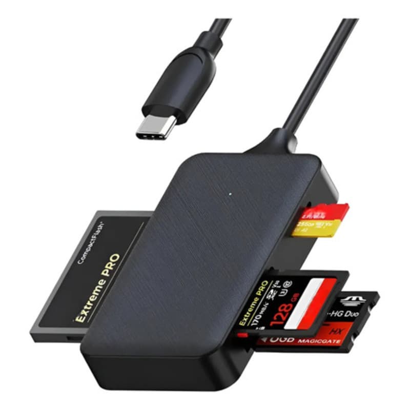 Leitor De Cartão P Memória 4em1 Usb, Tipo-c, Cf, Sd, Micro