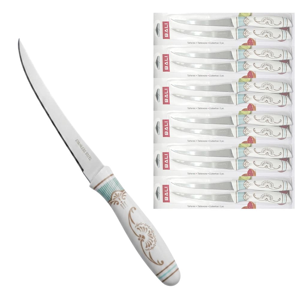 Cartela com 12 Facas de 12cm Aço Inoxidável Mesa Bali