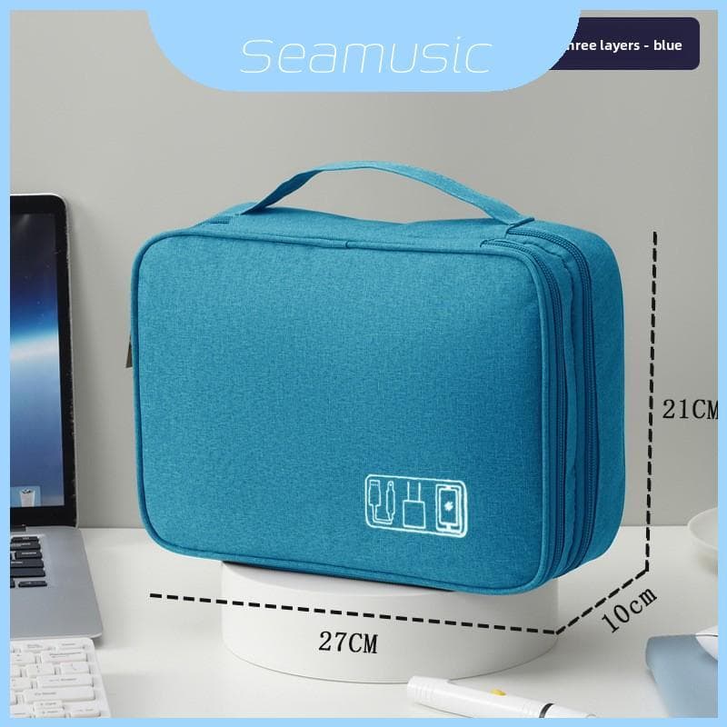 Saco De Armazenamento Digital Compacto Com Design Em Camadas Para Cabos E Dispositivos De Dados De Viagem