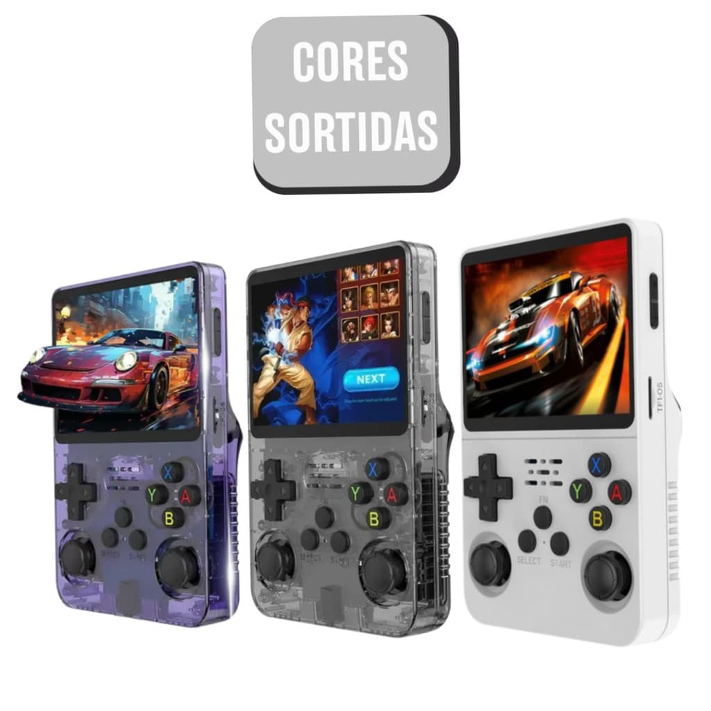 Mini Video Game Portátil R36S Games Retro 15000 Jogos 64gb - (Cores Sortidas)