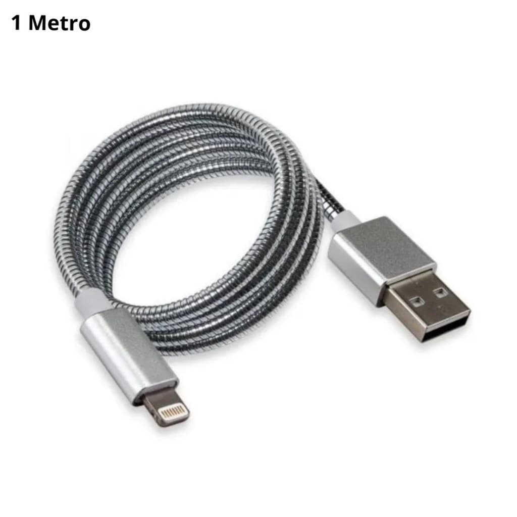 Cabo Lightning Reforçado Metálico 1 Metro - iPhone/iPad