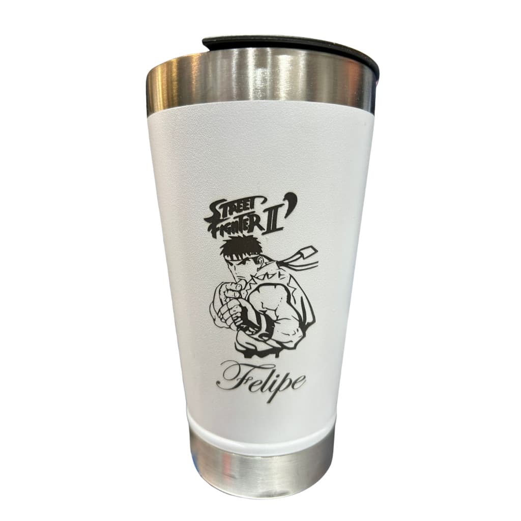 Copo Térmico Personalizado C/ Nome Time C/ Tampa - Branco