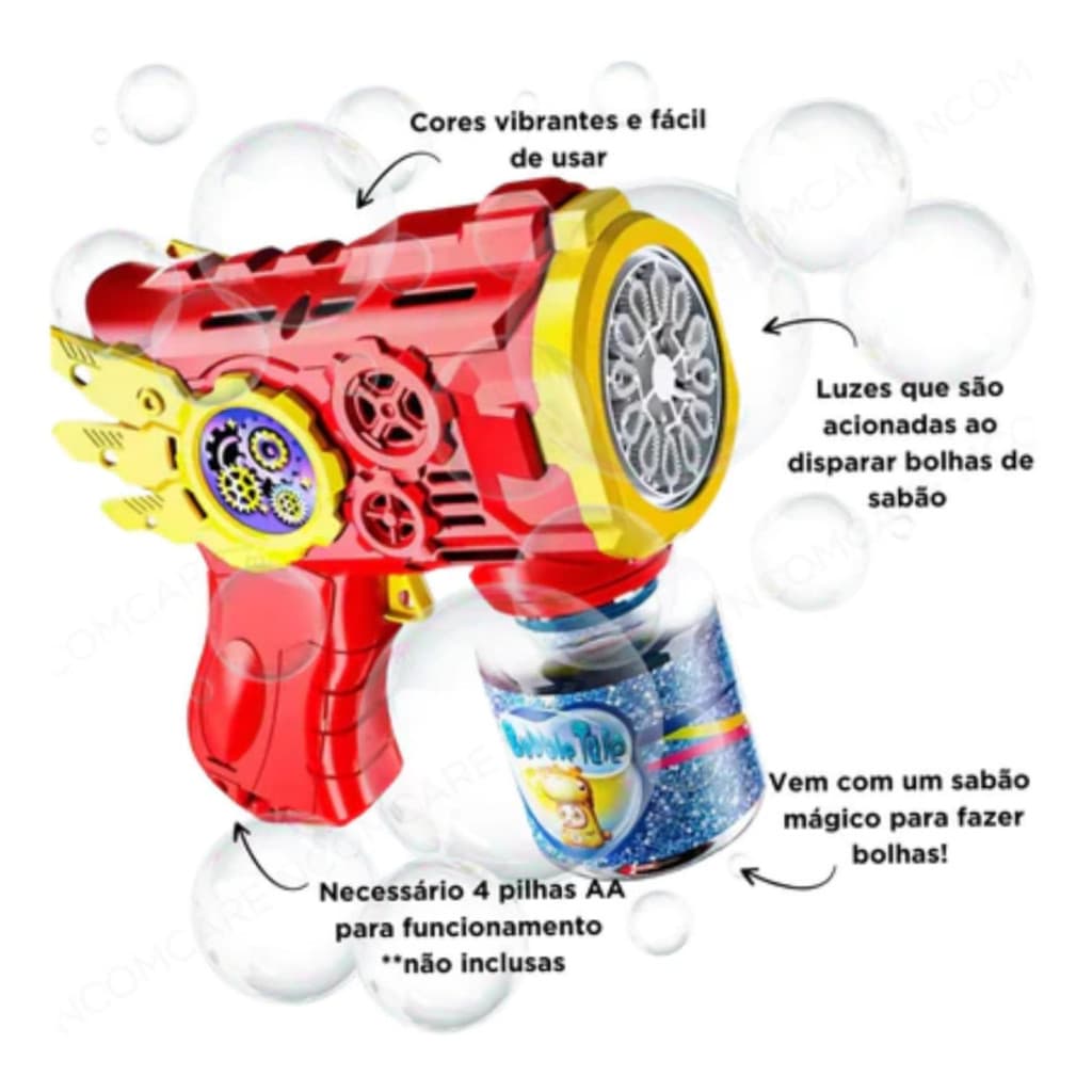 Lança Bolhas Automática Bubble Gun Brinquedo Infantil + Refil Solucao Incluido