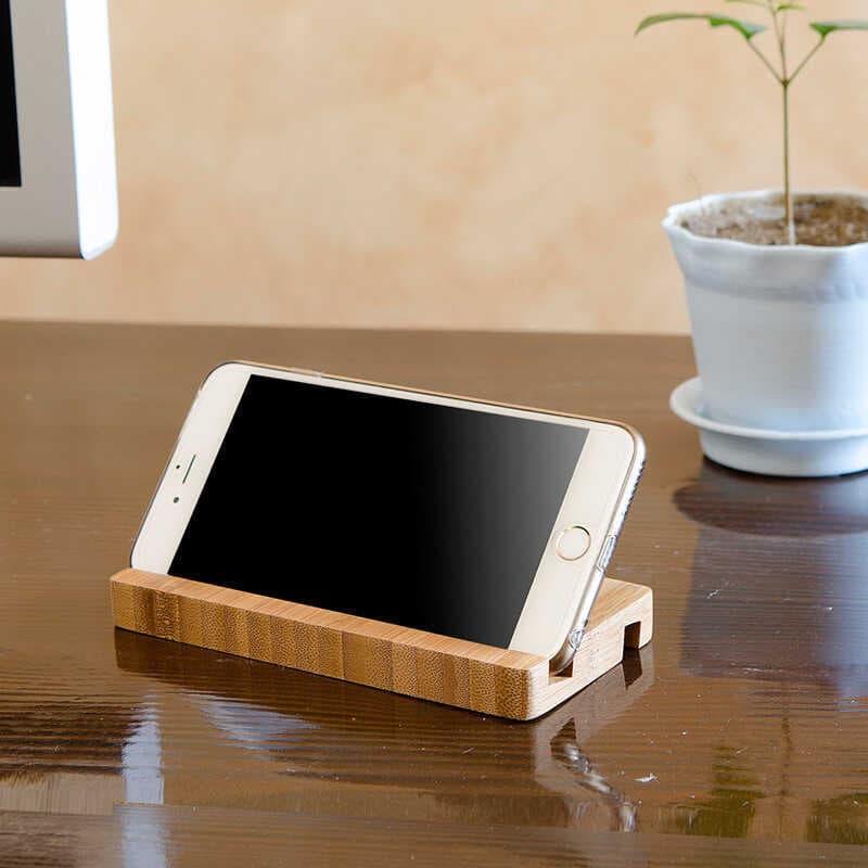 Base de bambu para celular, suporte criativo para celular, acessórios para celular, dormitório doméstico, suporte para c