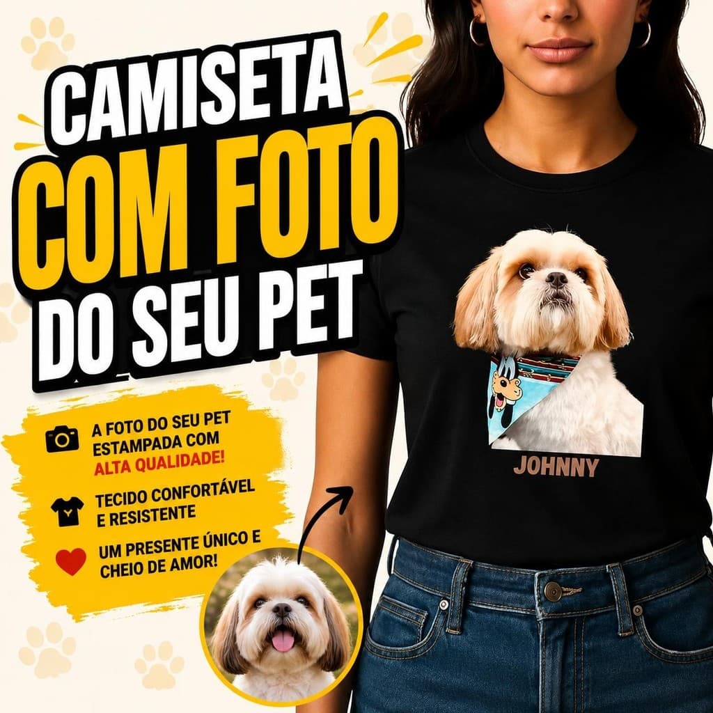 Camiseta Personalizada Foto do Pet | Masculina e Feminina
