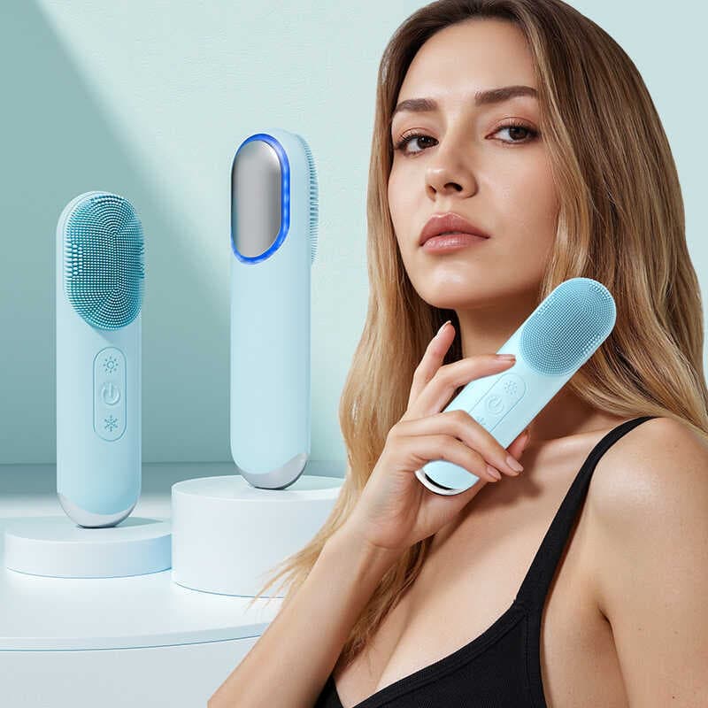 Escova elétrica para lavagem Facial, recarregável, à prova d'água, compressa quente, massagem, vibração ultrassônica, Si