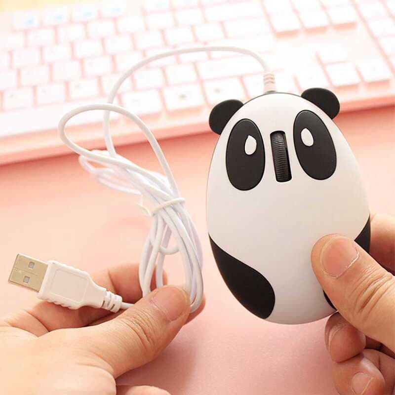 Mouse Com Fio Ergonômico Bonito Animal Panda Em Forma De Portátil 1200DPI Óptico USB Para Computador PC Desktop