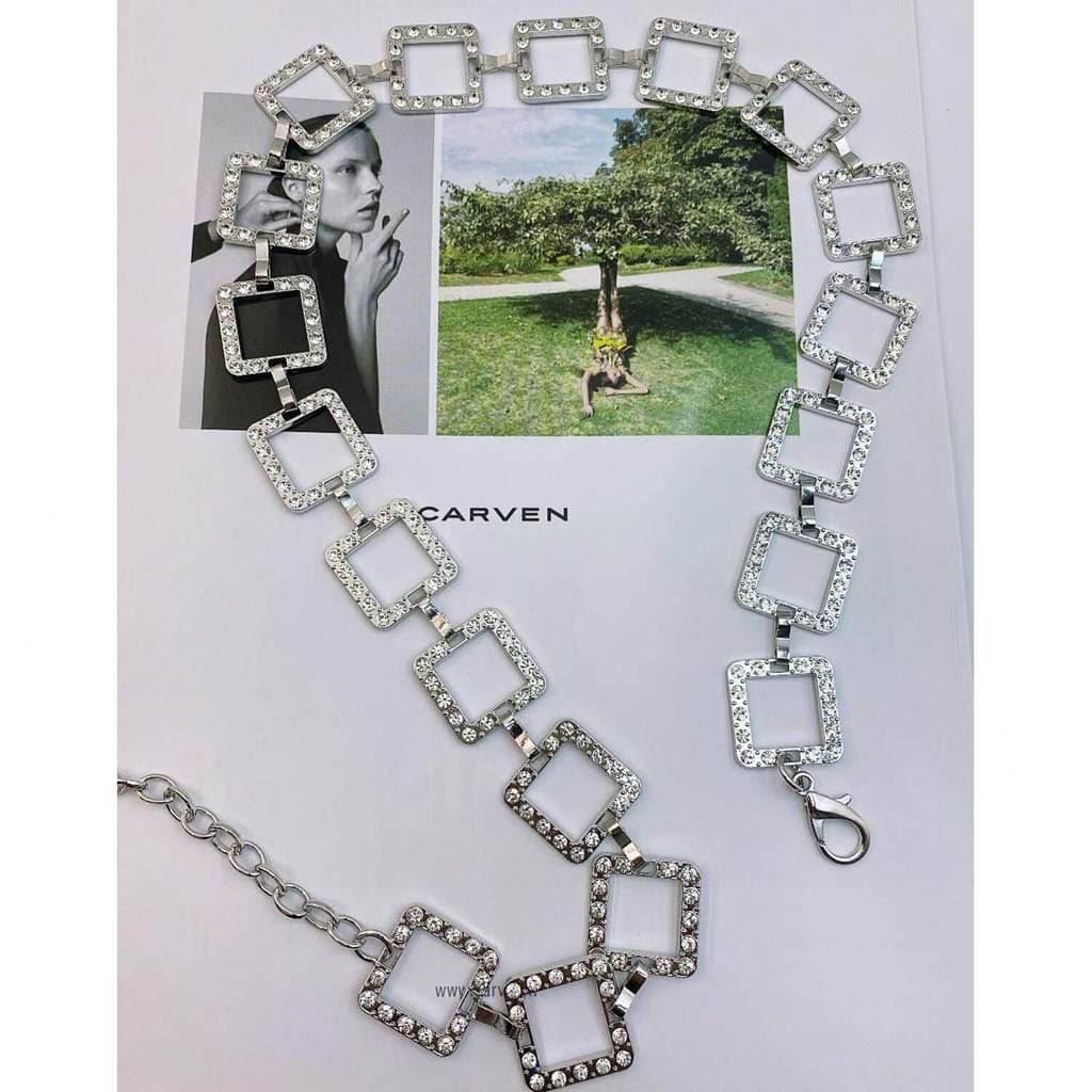 Cinto feminino elegante para festa com personalidade de diamante - quadrado
