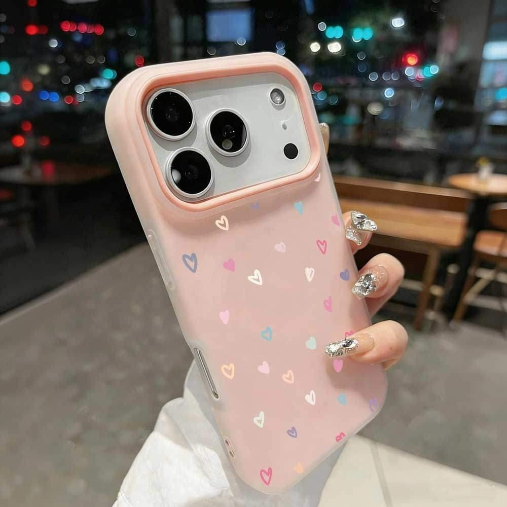 Capa Gelatinosa Para iPhone 17 Pro Max 16 15 14 13 11 12 XS XR Plus Air 2 Em 1 Cor Fofa De Coração CHOUDE5