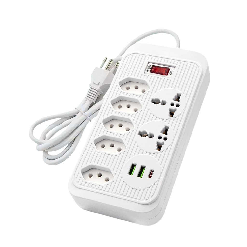 Filtro de Linha com 7 Tomadas 2 USB e TIPO -C Bivolt de 3 Metros Kapbom KA-7021