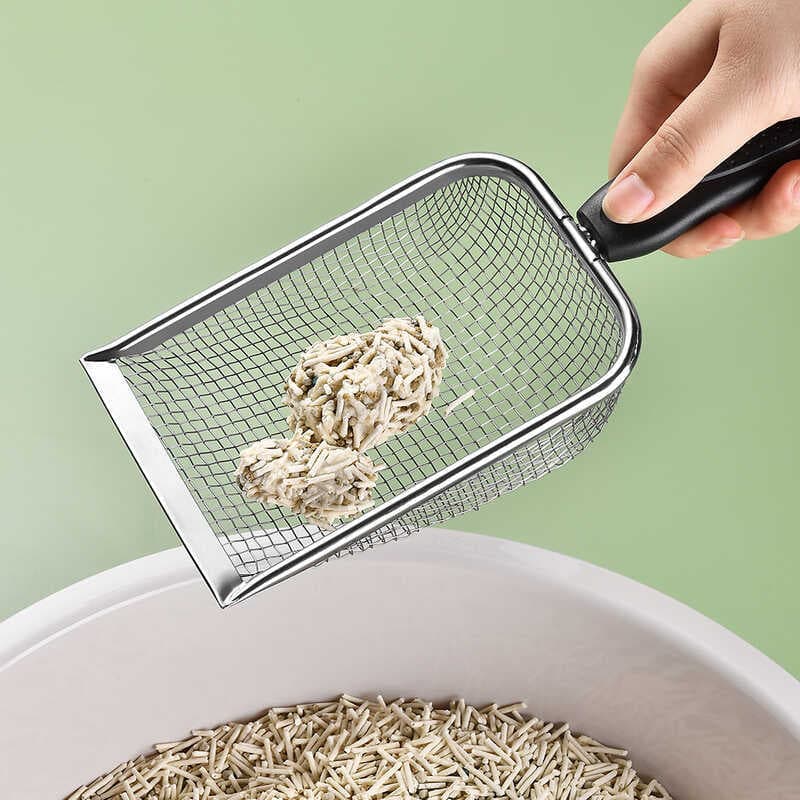 Pá de Metal para areia de gato, pá grande de aço inoxidável para areia de gato, pá para limpeza de maca de gato, suprime