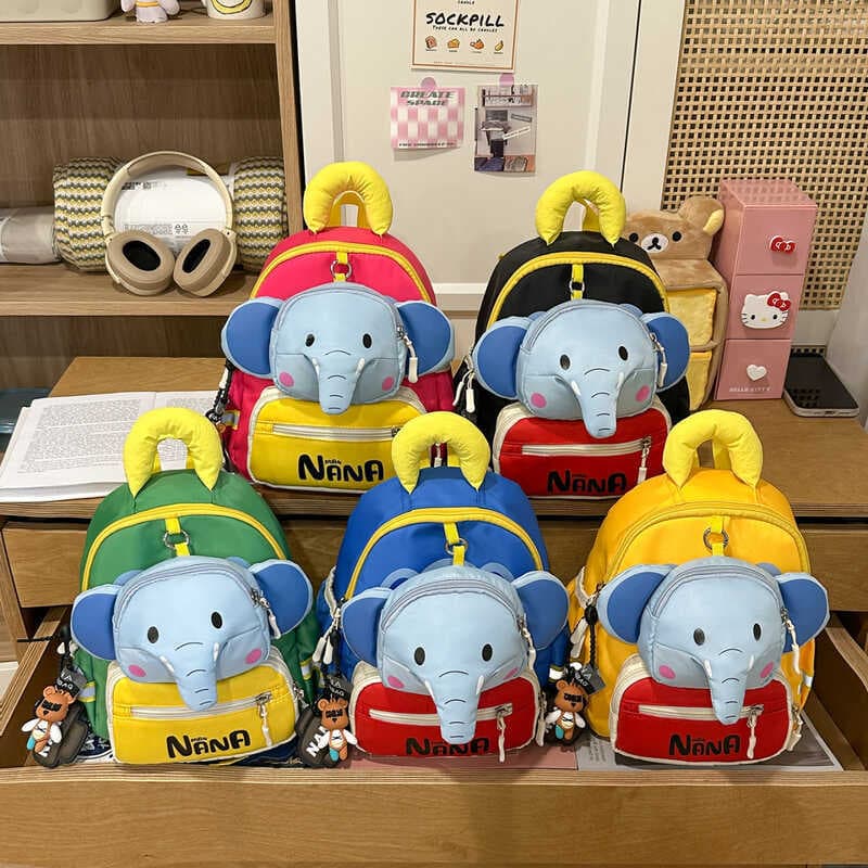 Vitalidade bonito diversão dos desenhos animados elefante mochila do jardim de infância do bebê com destacável pequeno s