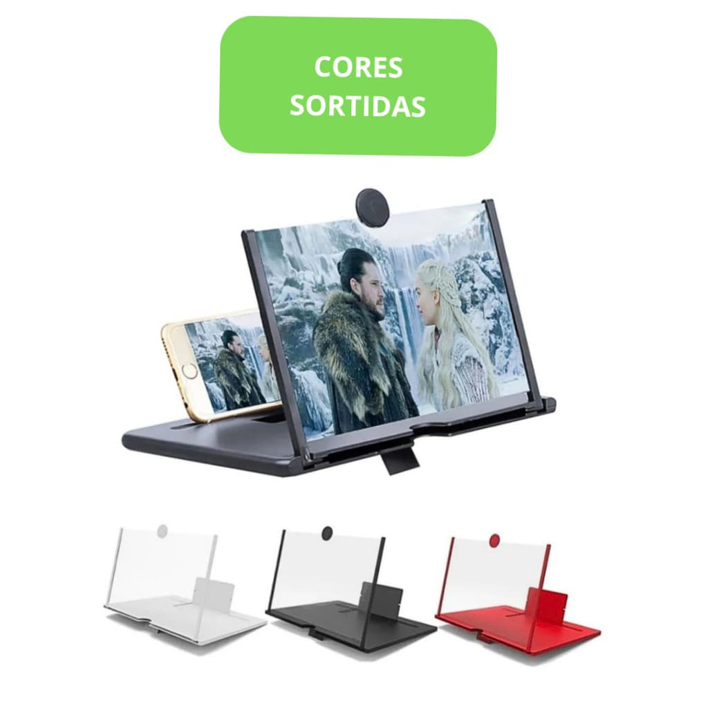 Lupa Ampliador de Tela 10 Pol HD para Celular Tablet Suporte Projetor Portátil