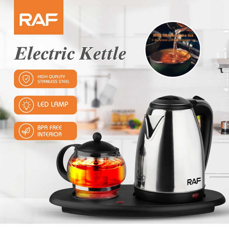 R RAF Conjunto de arte de chá padrão europeu Chaleira elétrica com isolamento de aço inoxidável Chaleira elétrica Conjun