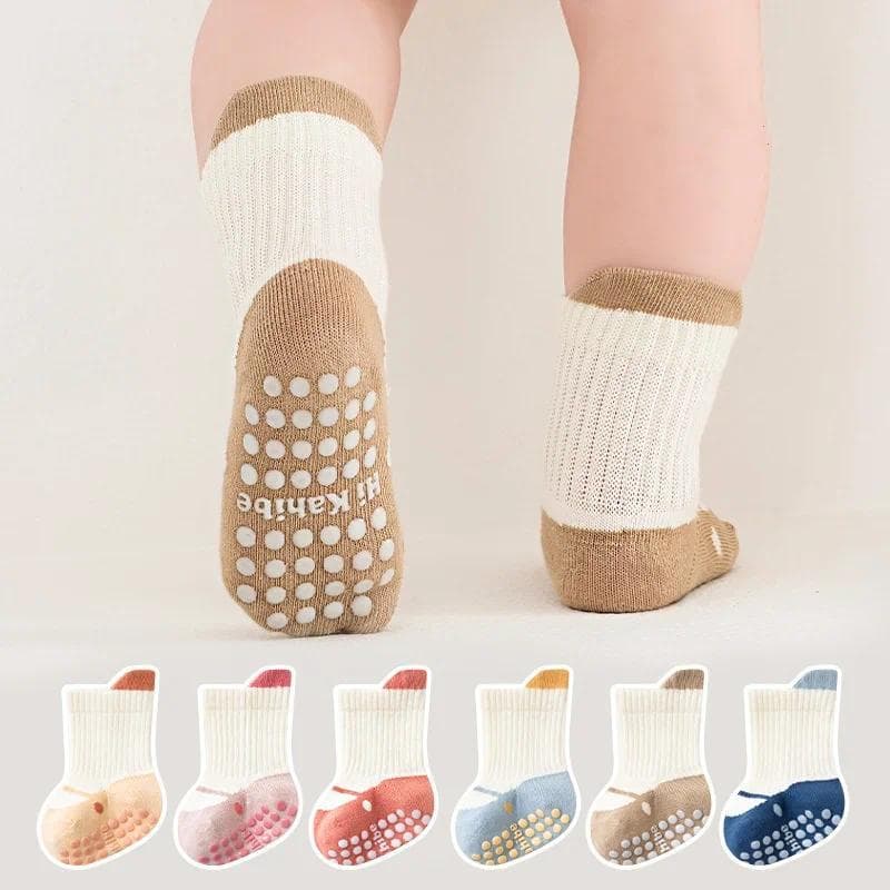 3 Pares/set Crianças Meias Antiderrapantes Para Meninas Meninos Algodão Desossado Moda Criança Chão 0-5Y