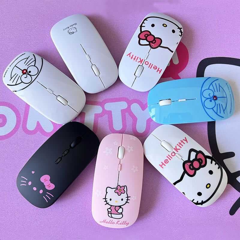 Bonito Dos Desenhos Animados Mouse Sem Fio 2.4G Silencioso Ratos Ergonômico USB Óptico Para PC Portátil Meninas Presente