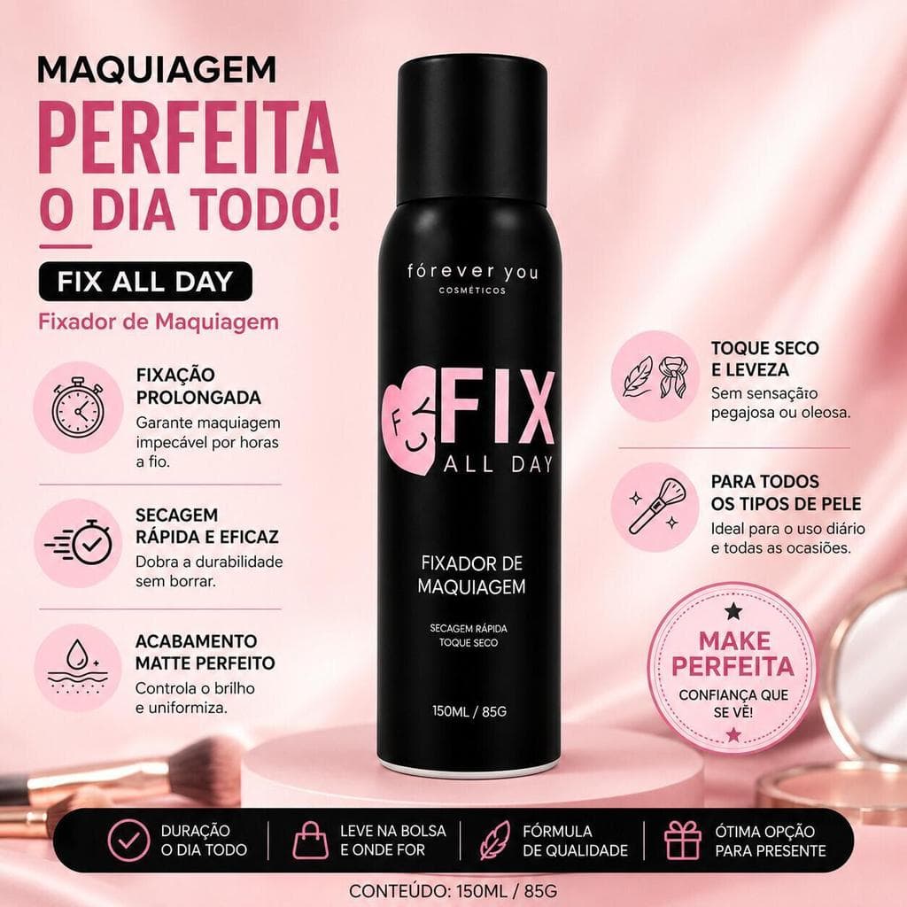 Fixador de Maquiagem Forever You Fix All Day 150ml Bruma para Finalização e Fixação FY300