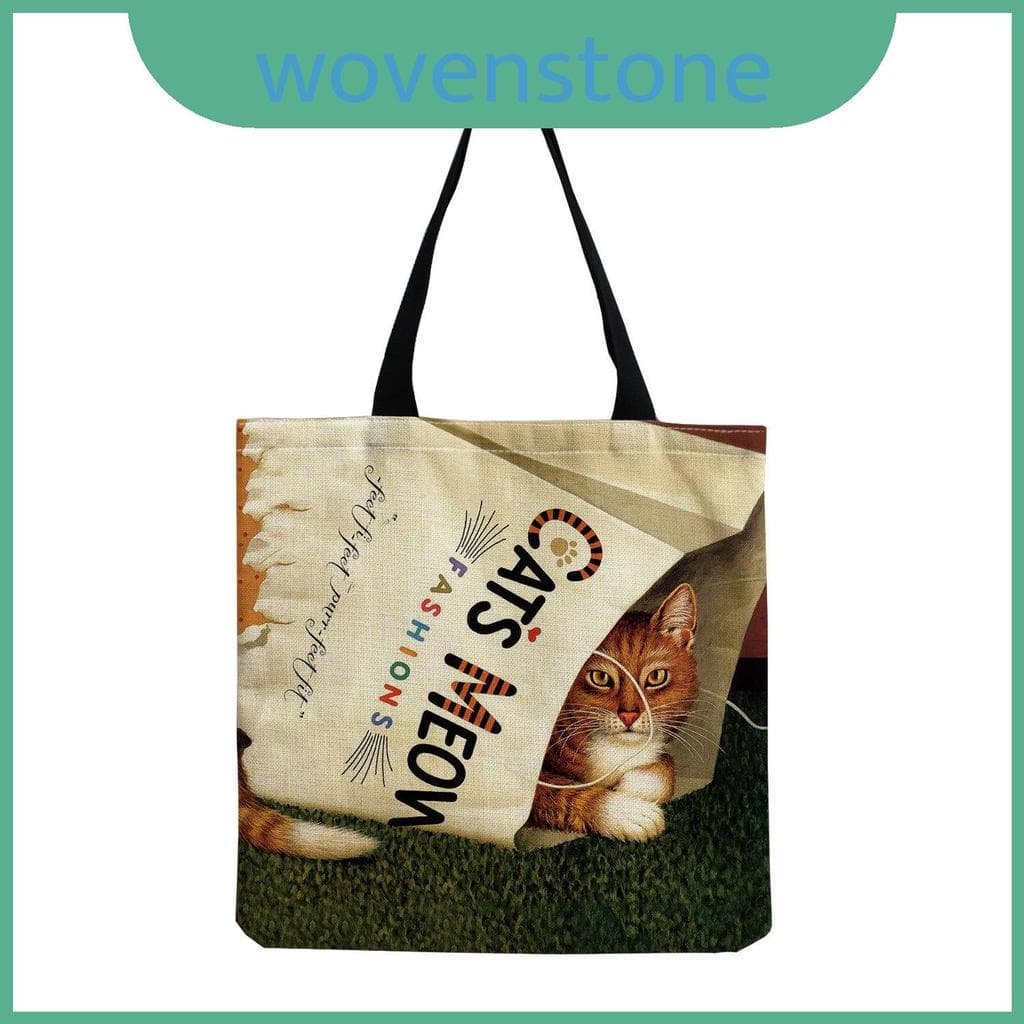 Saco De Praia Reciclável Do Projeto Portátil Gato Para Compras Ecológico