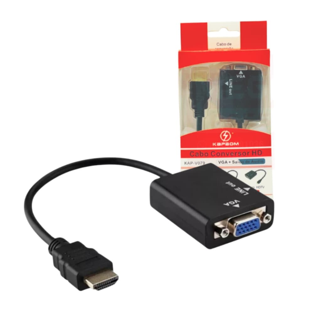 Adaptador HDMI para VGA Conversor HDMI Macho para VGA Fêmea 1080i Kapbom KAP-V079