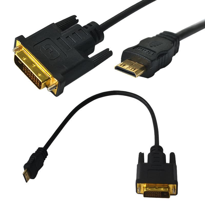 Cabo de vídeo mini HDMI para DVI 24 + 1 Cabo adaptador macho mini HDMI para DVI HD Cabo de conversão de vídeo de 0.3 m