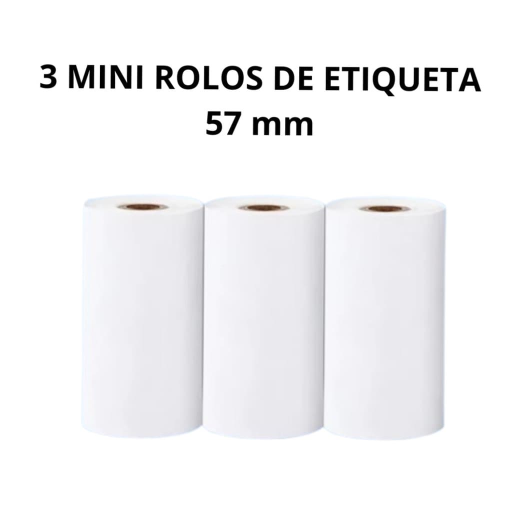 KIT 3 Papéis Branco de Impressora Infantil Câmera - 57 Milímetros