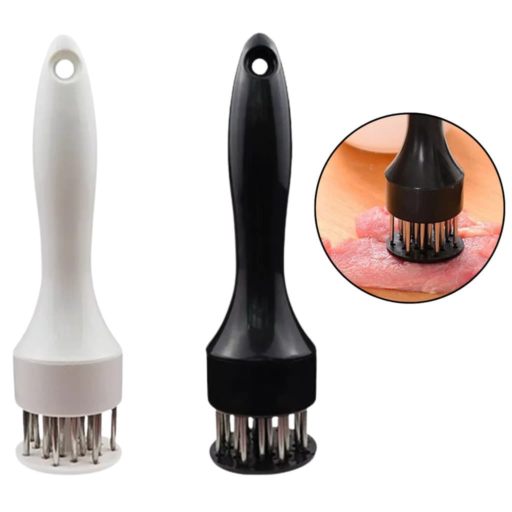 Furador Amaciador de Carnes Manual Agulhas Aço Inox Durável Eficiente Churrasco Cozinha Marinada