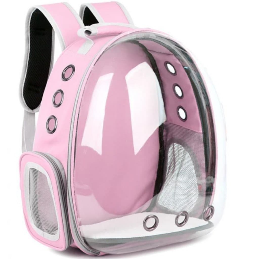 ROSA - Mochila Pet Transporte para Cães e Gatos Visão Ampla com Entrada de Ar