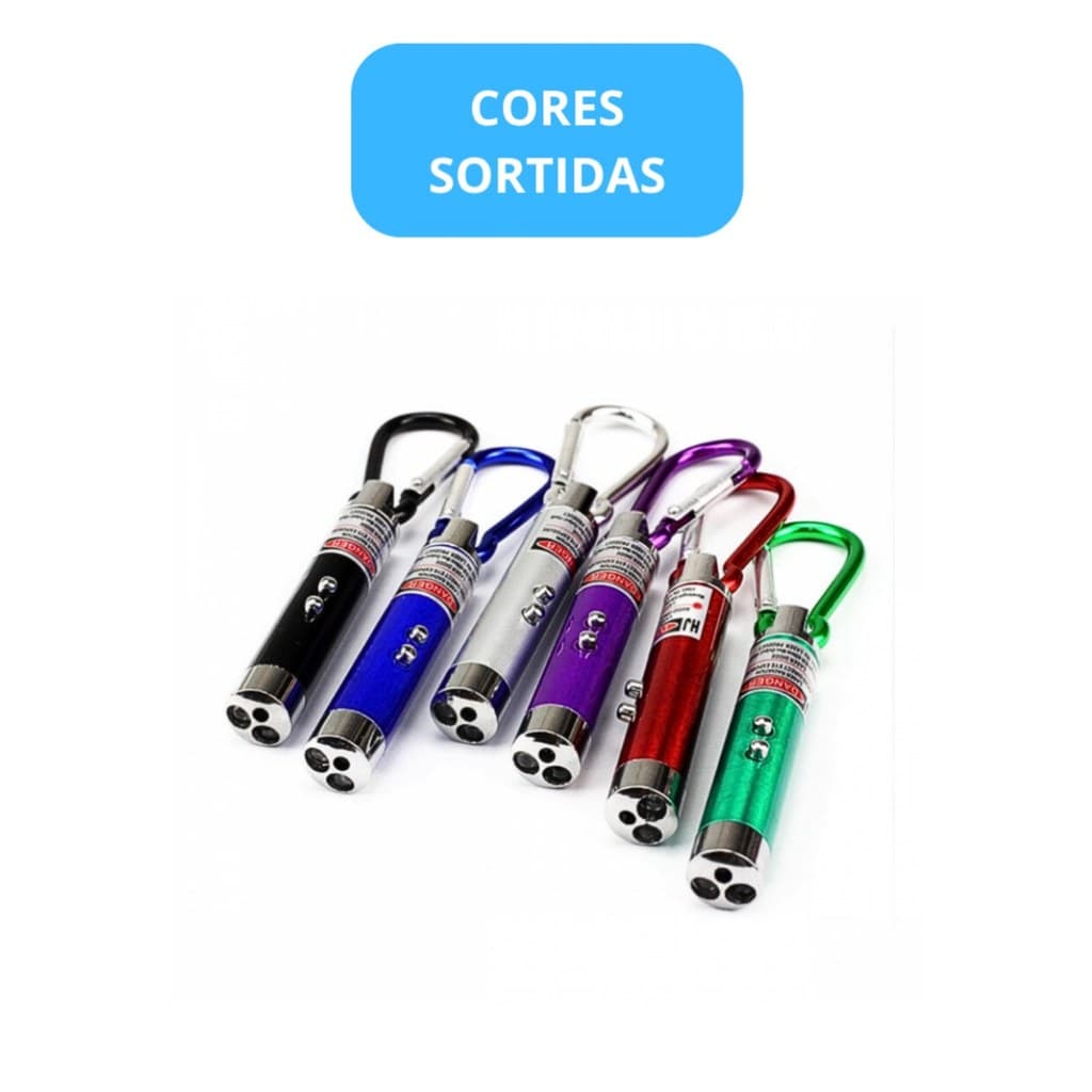 Caneta Laser 3 Em 1 Mini Lanterna Chaveiro