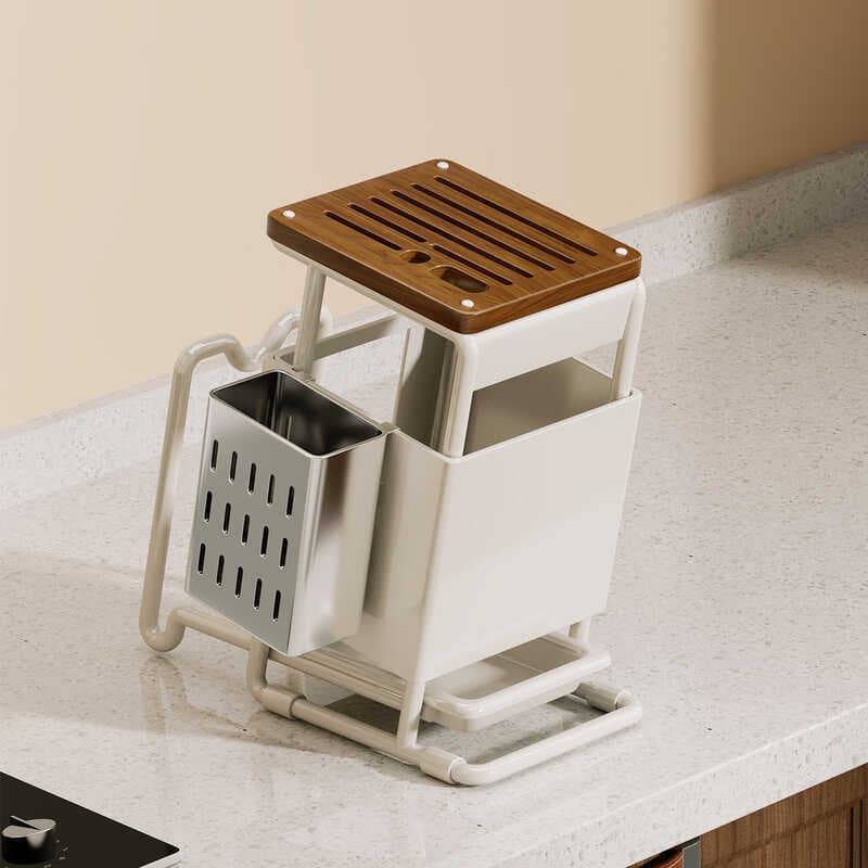 Estilo Medieval Diagonal faca rack doméstico multifuncional faca de cozinha integrado bancada dreno faca titular cozinha