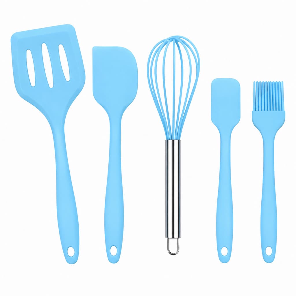 Jogo de Utensílios de Cozinha em Silicone - 5 Peças (AZUL)