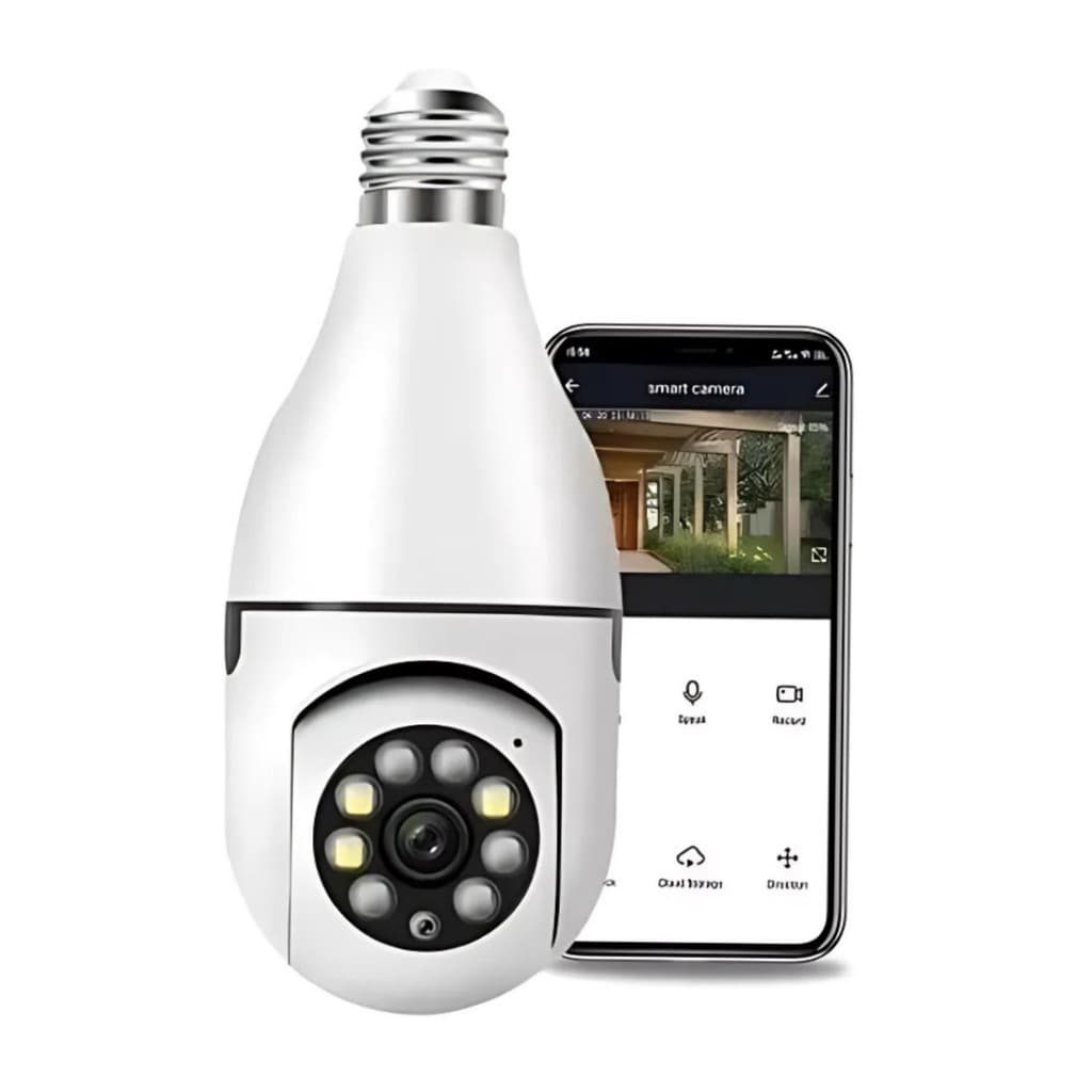 Câmera Lâmpada WiFi 360° Full HD IP Segurança Visão Noturna Colorida Áudio Bidirecional E27
