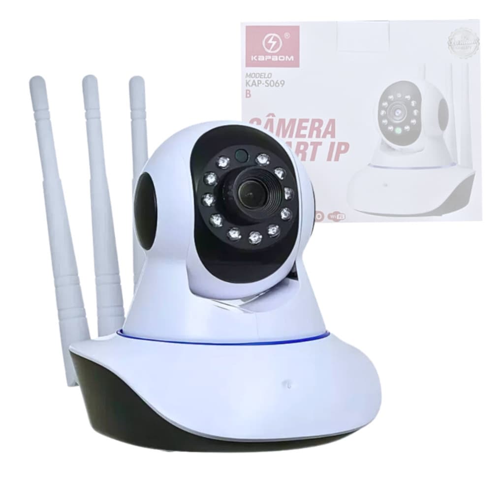 Câmera Segurança Babá Eletrônica Wi-fi Visão Noturna SMART IP com 3 Antenas P2P