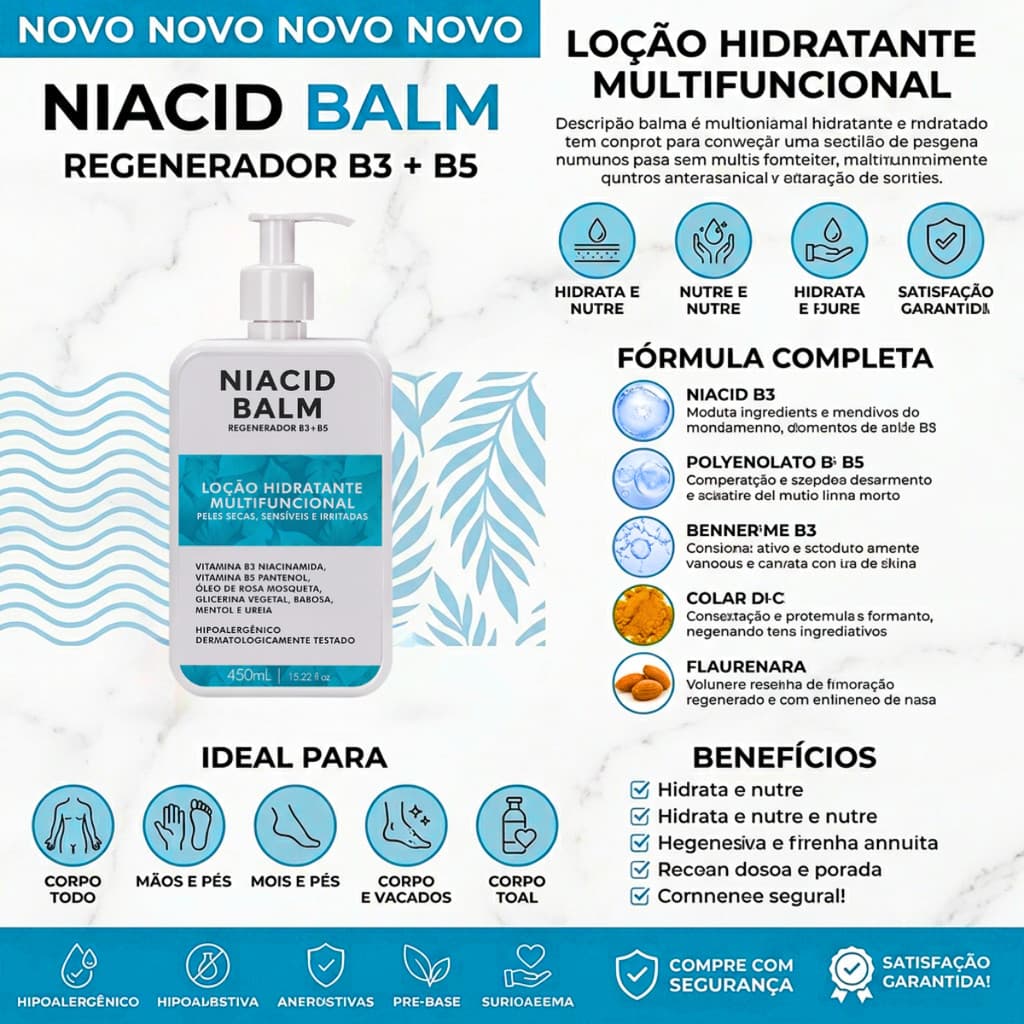 Kit Hidratante Pele Extra Seca Niacid Balm + Creme Firmador Colágeno Cod.89197