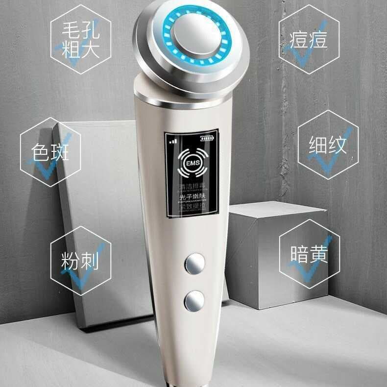 EMS limpador facial importador ultrassônico vermelho azul luz facial rejuvenescedor massageador facial importador