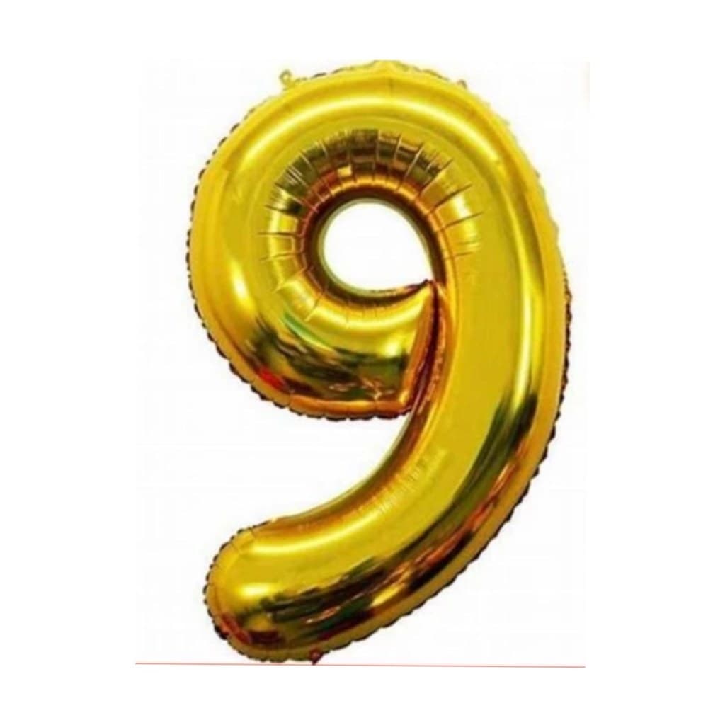 Balão Número 9 ( NOVE ) Dourado Metalizado 16 Polegadas 40cm Festa Aniversário Decoração