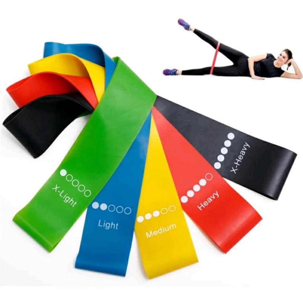 Conjunto 5 Faixas Elásticas Mini Band – Treino em Casa