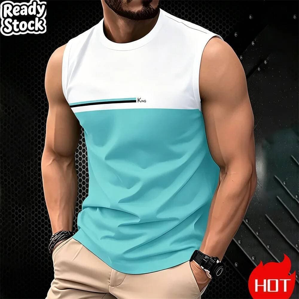 Moda Masculina Casual Sem Mangas Camiseta Estilo Simples O-Pescoço Regatas Ao Ar Livre Respirável Esportes Coletes Verão
