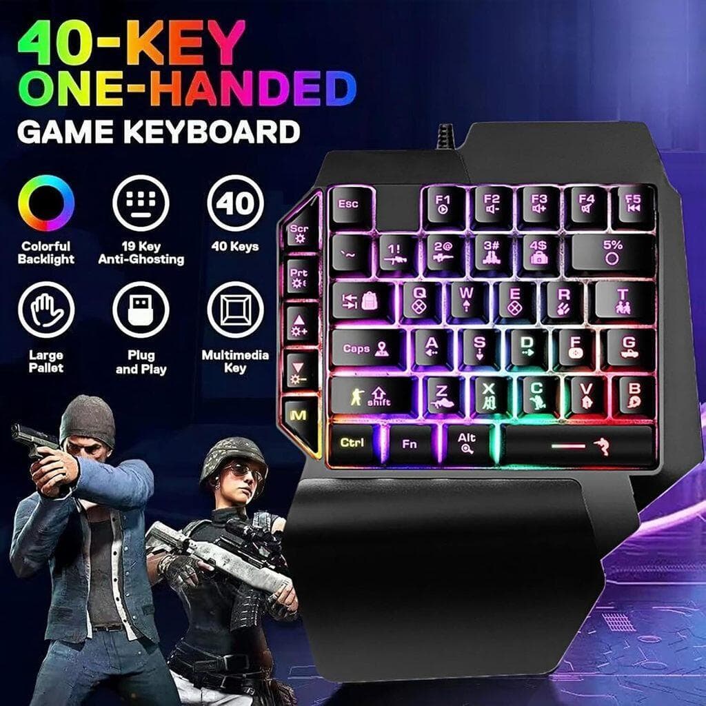 Teclado Para Jogos JOMAA Numpad De Uma Mão Mini Ultrafino Com Fio E RGB