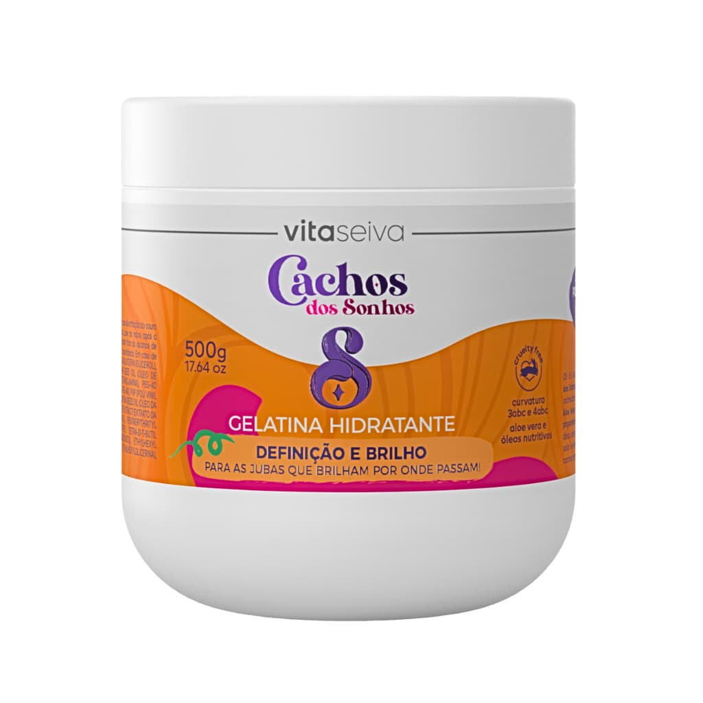 Gelatina Hidratante Cachos Dos Sonhos Vita Seiva 500g Tratamento Brilho Fixador Modelador Hidratação
