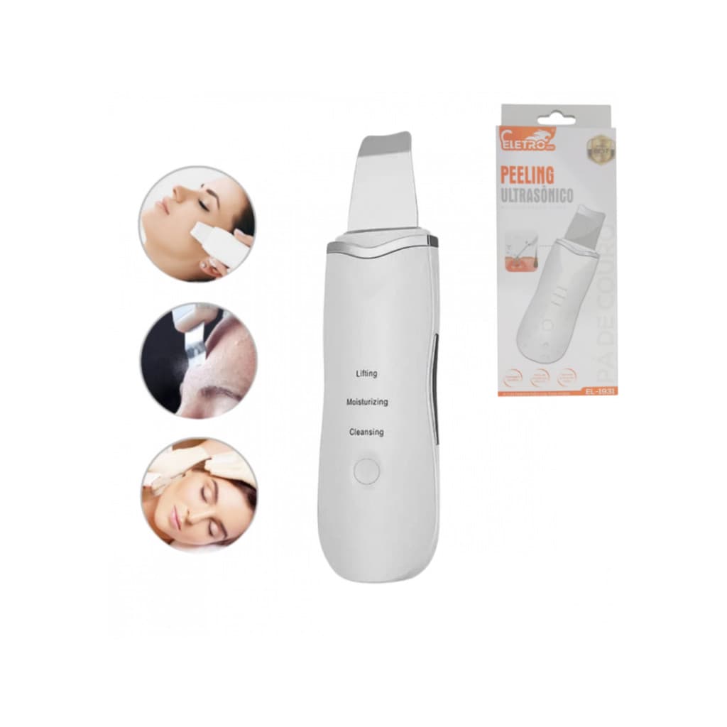 Espátula Ultrassônica Removedor de Cravos Limpeza Facial 3 em 1 Recarregável USB Skin Scrubber