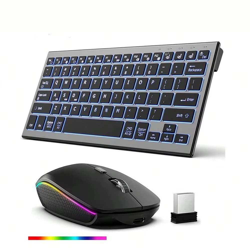 JOMAA 2.4G USB + Bluetooth Conjunto De Teclado E Mouse Sem Fio RGB Recarregável De Modo Duplo Para Vários Dispositivos