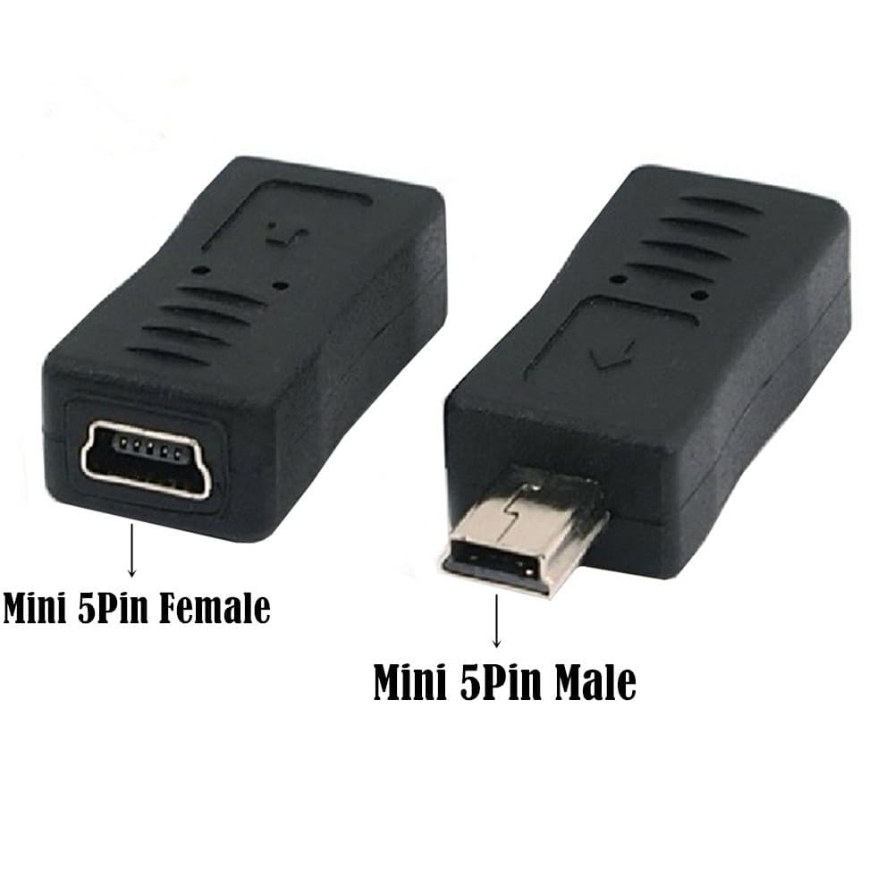 Mini adaptador USB 5P mini USB macho para mini USB fêmea macho para adaptador fêmea
