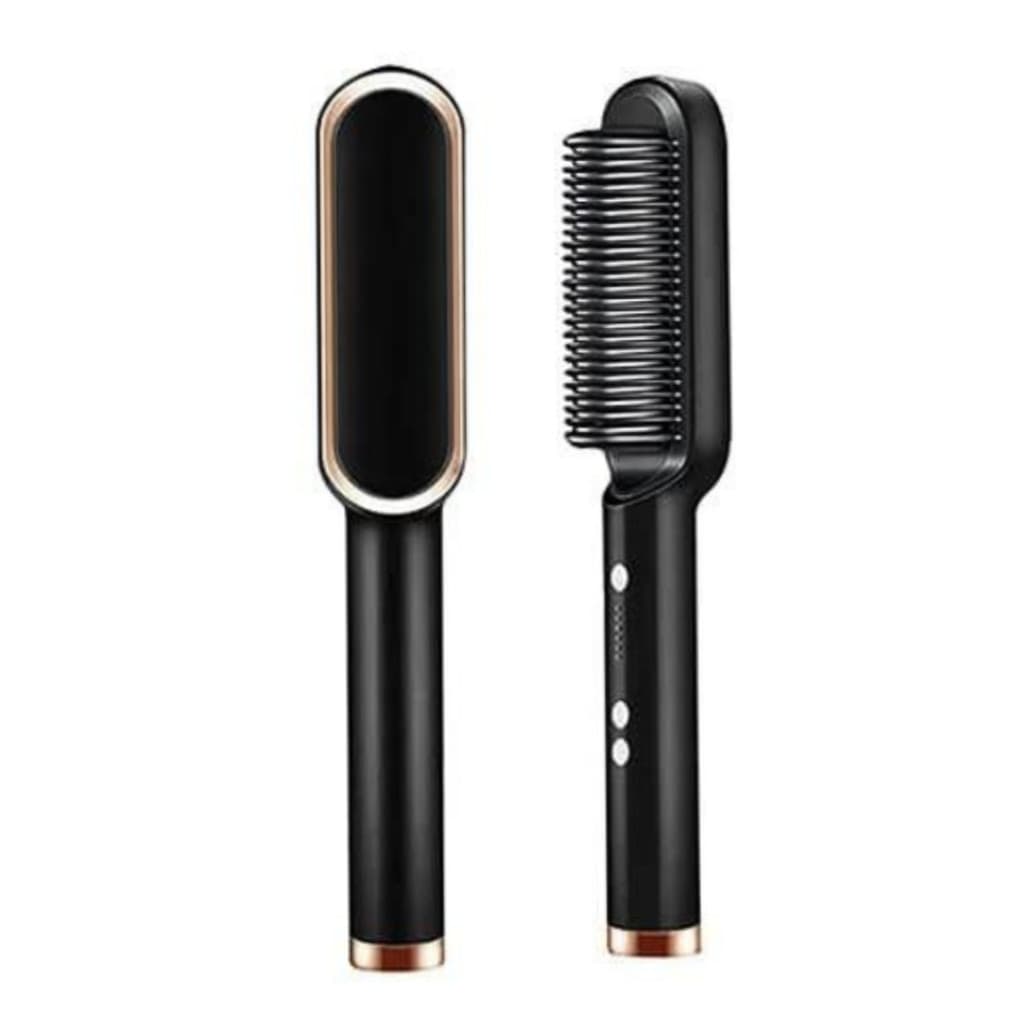 Escova Alisadora Elétrica Bivolt 5 Temperaturas 130°C a 200°C 45W para Cabelo Preta