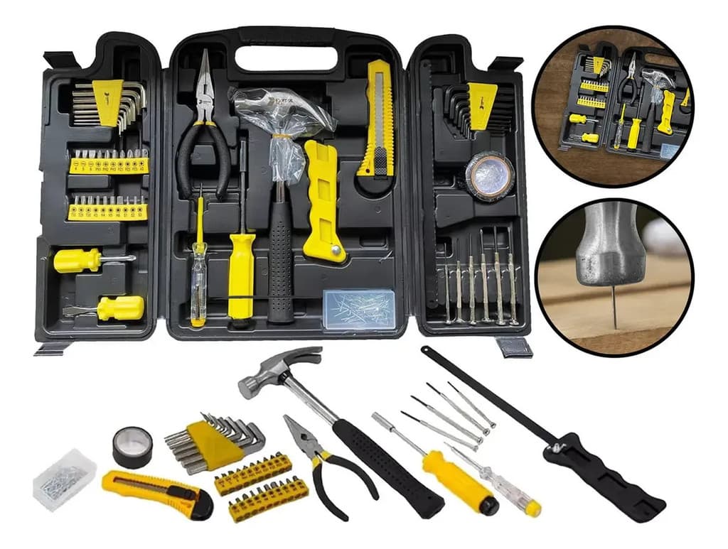 Kit Ferramentas 200 Peças com Maleta, Jogo de Chaves e Soquetes para Oficina, Casa e Automotivo Snel