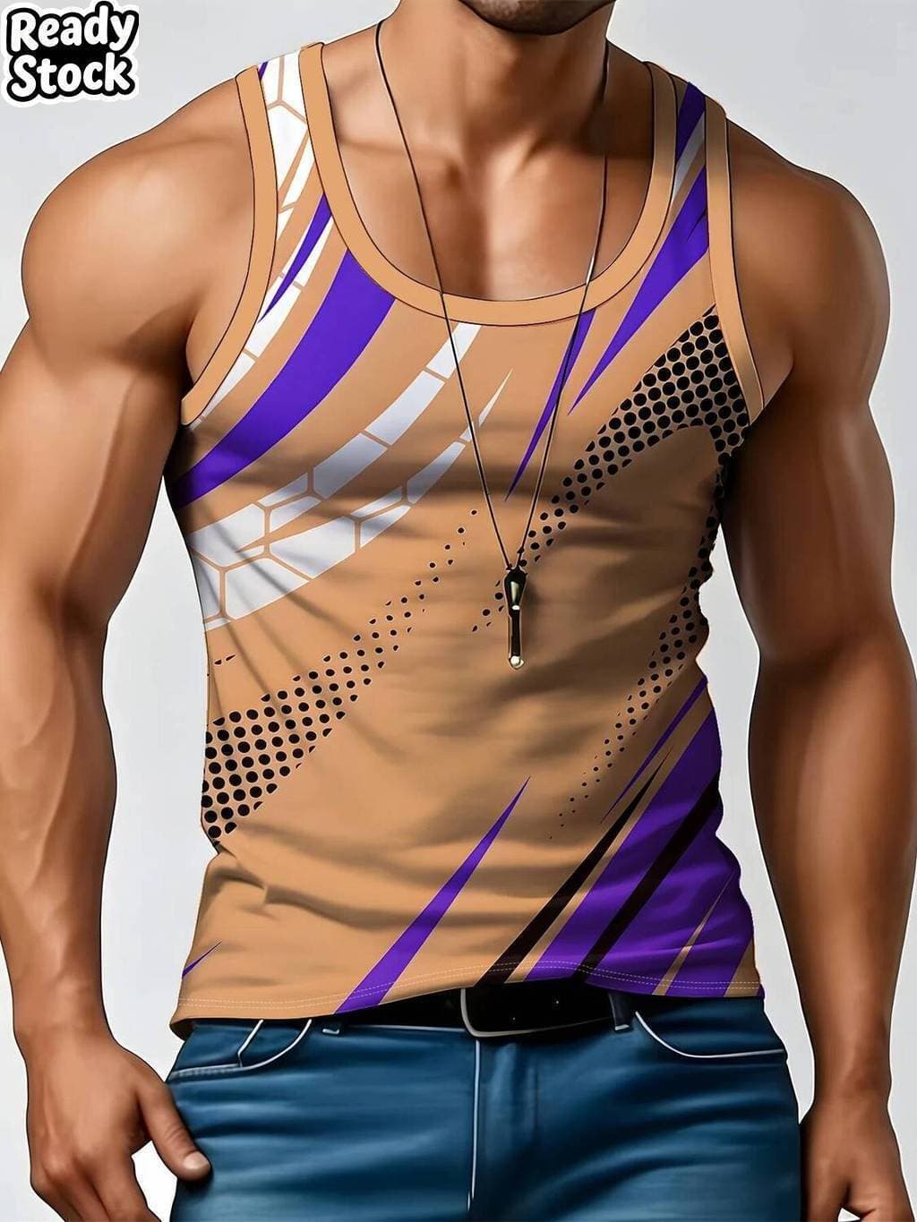 Novo 2026 Favo De Mel Dot Tech Print Masculino Atlético Tanque Malha Respirável Correndo Sem Mangas Singlet Diário Casua