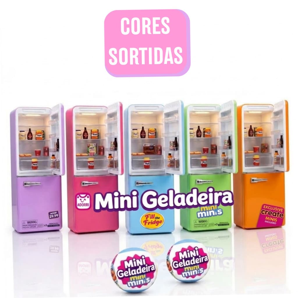 Mini Geladeira Mini Minis Brinquedo Infantil Lluz De LED -