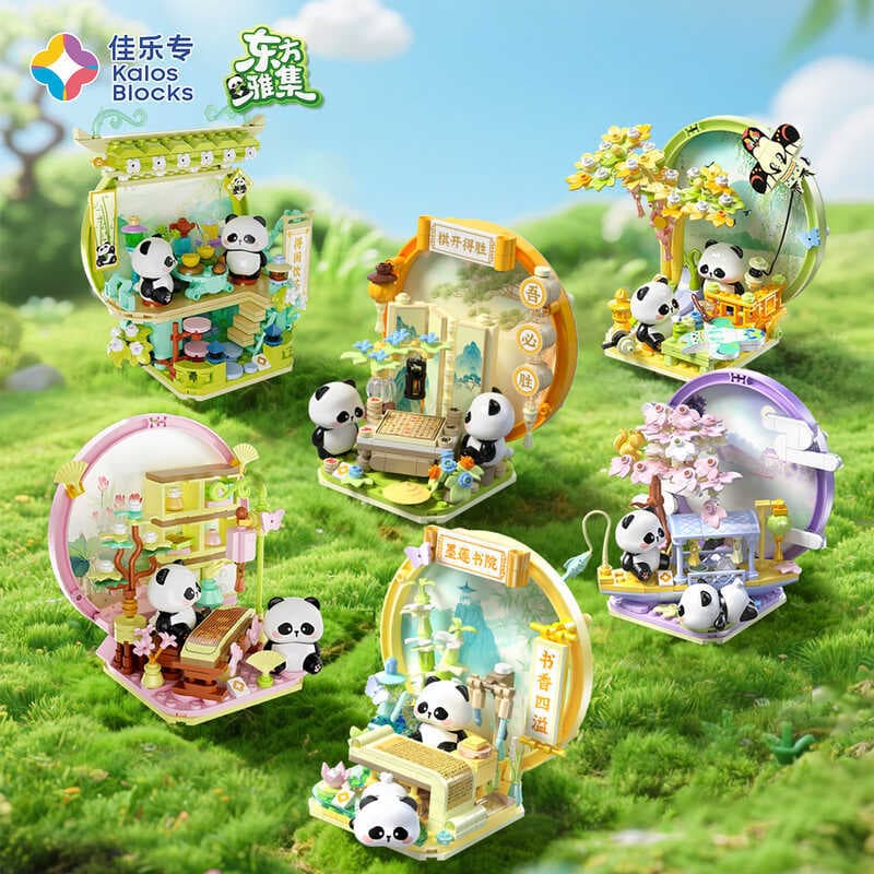 Jiale blocos de construção especiais coleção Oriental dos desenhos animados Anime Panda tesouro nacional combinando orna