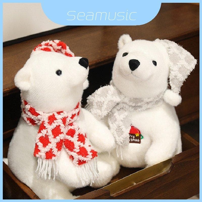E Fofinho Macio Urso Polar Branco Brinquedo De Pelúcia Ideal Para Aniversários De Crianças Com Opções Cachecol Colorido