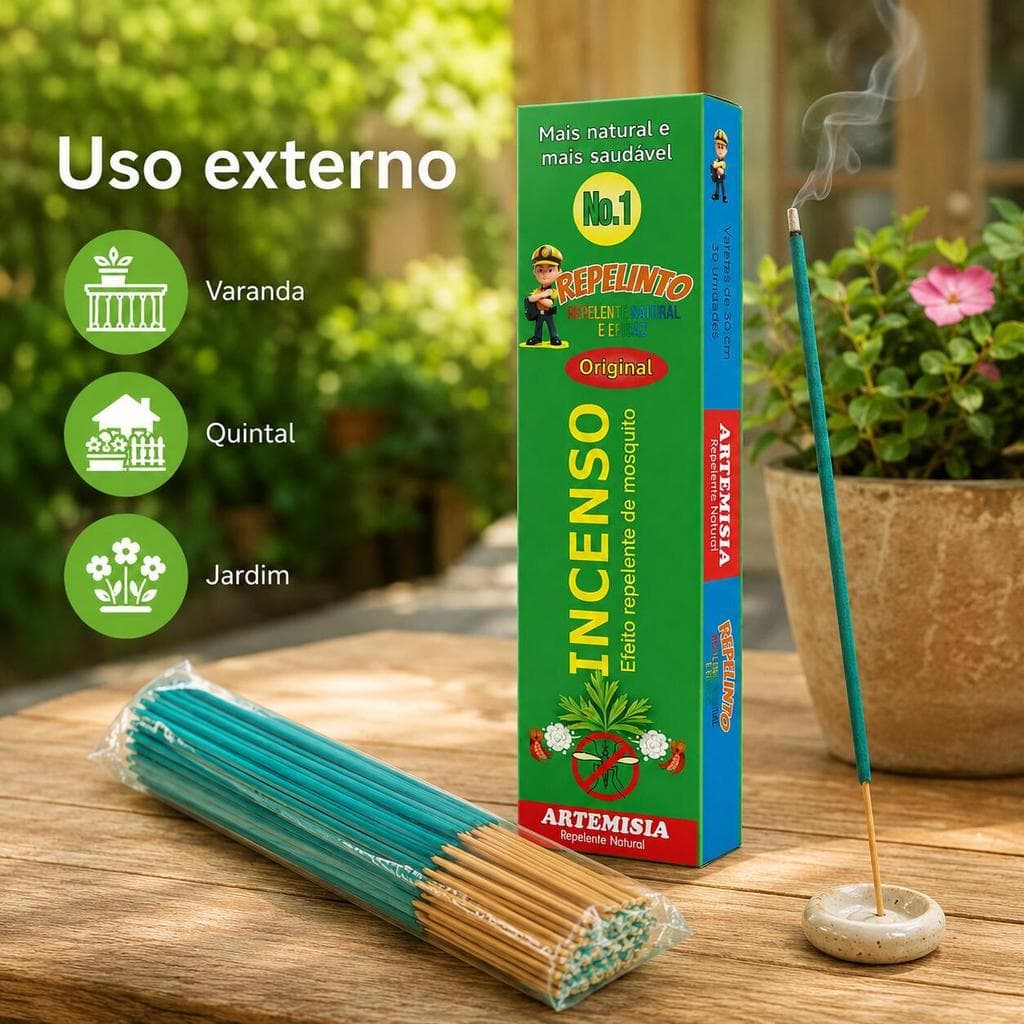 Incenso Repelente de Mosquitos Artemísia 60/90/180/300 Varetas para Varanda Quintal Jardim